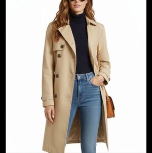 GAP Double-Breasted Tan Trench Coat Size XS